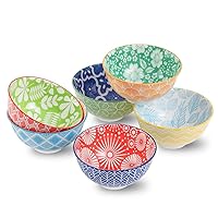 Ceramic Small Bowls dessert bowl - Porcelain 10 oz Cute Bowl Set for Rice | Soup | Snack | Ice Cream | Side Dishes - Colorful Kitchen serving bowls sets - Microwave and Oven Dishwasher Safe 4.75 Inch