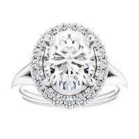2 CT Oval Cut Moissanite Engagement Rings for Women Wedding Bridal Ring Set 925 10K 14K 18K Solid White Gold Solitaire Halo Eternity Vintage Anniversary Promise Purpose Gift for Her