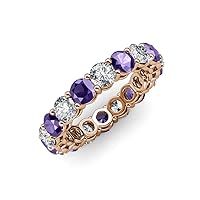 Iolite and Lab Grown Diamond 3 3/8 ctw Womens Eternity Ring Stackable 14K Gold