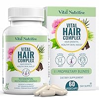 Vital Hair Complex - Hair Growth Vitamins for Men and Women - Biotin & Vitamin B - Promotes Brow & Lash Hair and Healthy Skin & Nails - Hormone & Gluten Free - 60 Capsules
