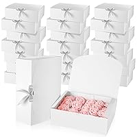 Colarr 24 Pcs White Gift Boxes with Lids 12 x 9 x 4'' White Boxes for Gifts Wedding Bridesmaid Box Baby Shower Favor Boxes for Packaging Present Crafting Wedding Birthday Christmas Party, with Ribbons