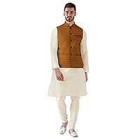 Elina fashion Men's Banglori Silk Kurta Pajama Set & Checked Nehru Jacket (Waistcoat) Indian Designer Diwali Ethnic Wear