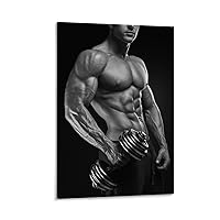 SUOAK Fitness Poster Sexy Fitness Muscular Man Body Black And White Modern Art Poster Canvas Painting Posters And Prints Wall Art Pictures for Living Room Bedroom Decor 16x24inch(40x60cm) Frame-style