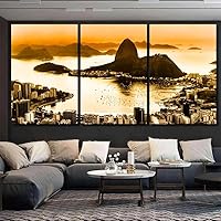 ORDIFEN 3 Piece Wall Art Prints For Wall Decor Rio De Janeiro Brazil Botafogo Beach Large Wall Art 3 Pieces Pictures Modern Artwork For Living Room Bedroom Wall Painting Decoration