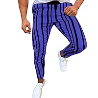 Chinos Slim Fit Sports Men Flexible Striped Pants Trousers Pocket Waist Long Men's Pants Foam Plush