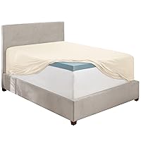 Hearth & Harbor Off White Fitted Sheet Queen Size, Extra Deep Pocket Queen Fitted Sheet Only, 1800 Microfiber Fitted Bed Sheet, Soft Fitted Queen Sheet Fits up to 24 '' Mattress