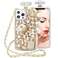 for iPhone 14 Bling Case, Girls Women 3D Luxury Sparkle Glitter Diamond Crystal Rhinestone Pumpkin Car Protective Cover for iPhone 14 6.1 inch (Gold, for iPhone 14)