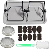 2 PCS Stainless Steel Mason Jar Sprouting Lids with 2 Sprouting Stands,1 Drip Tray,10 Label Stickers & 1 Canning Brush Sprouting Kit for Regular/Wide Mouth Mason Canning Jars