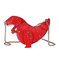 KOOIJNKO Cute Dinosaur Modeling Handbags Shoulder Crossbody Purse with Rivet Design Chain Shoulder Strap