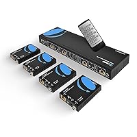OREI 4K 4x4 HDMI Extender Matrix - UltraHD 4K @ 60Hz 4:4:4 Over Single CAT5e/6/7 Cable with HDR Switcher & IR Control, RS-232 - Up to 230 Ft - 1080P Downscale - 4 x Loop Out - 4 Receivers Included