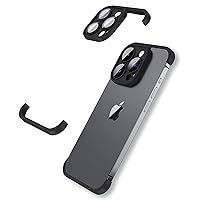 for iPhone 15 Pro Max Frameless Bumper Case with Camera Lens Protector, Slim Fit No Back No Frame Design TPU Bumper Compatible with MagSafe Excellent Heat Dissipation (Black)