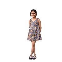 Indian Floral Hand Block Printed Pure Cotton Dress for Girls - Traditional Elegance for Every Occasion, Girls Dress