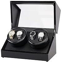 Watch Display Storage Box Watch Box Electric Shaker Black Paint Double Head 4 Position Carbon Fiber Electric Motor Box Automatic Winding Watch Box (Color : Black, Size : S) Watch Boxes Present Y88