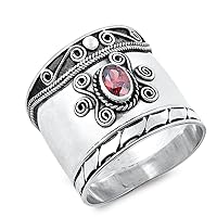 CHOOSE YOUR COLOR Sterling Silver Oval Bali Style Ring