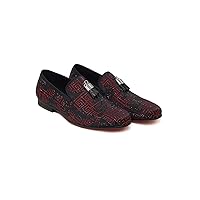 BARABAS Men's Greek Key Pattern Tassel Slip-On Loafer Shoes 2SH3102ST