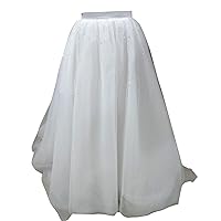 Wedding Long Maxi Tutu Tulle Skirt Detachable Train Bridal Skirt (3XL, Ivorybead)