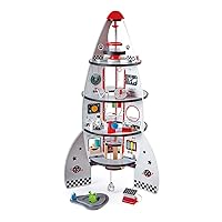 Hape Four-Stage 20 Piece Durable Wooden Rocket and Spaceship Toy for Children, L: 18.8, W: 18.8, H: 29.1 inch