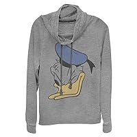 Disney Classic Mickey Donald Face Women's Cowl Neck Long Sleeve Knit Top