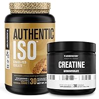 Jacked Factory Authentic ISO Grass Fed Whey Protein Isolate Powder - Low Carb, Non-GMO Muscle Building Protein (30 Servings Vanilla Oatmeal Cookie) Creatine Monohydrate Powder (30 Servings)