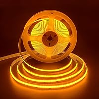 COB LED Strip Lights DC12V 16.4ft/5M 320leds/M CRI90 Bright Flexible LED Tape 8mm, for Indoor Home Cabinet，Bedroom,Kitchen,Stage,Backlight DIY Lighting(Without Power Supply) (Orange)