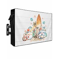 Summer Surfing Outdoor TV Cover Waterproof & Weatherproof TV Covers with Roll Up Front Flat for 40-43 Inch,Outside Zipper TV Screen Protector Enclosuret,Ocean Shell Starfish Coconut Tree Gnomes