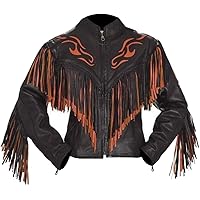 Women's Western Fringed Genuine Leather Moto Jacket