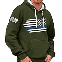 American Flag Print Hoodie For Men Long Sleeve Sweatshirt Pocket Hoody Plus Size Mens Hoodie Fleece Pullover Men