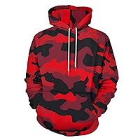 Adult Hoodie Red Camouflage Sweatshirts Hoody With Pocket For Men Women
