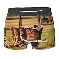 Cowgirl Boots Hat in Farms Print Funny Novelty Men's Boxer Briefs Soft Comfortable Men's Performance