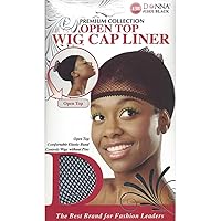 Donna's Premium Open Top Wig Cap Liner Comfortable Elastic Band (Black)