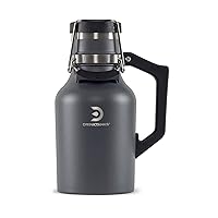 DrinkTanks Craft Growler, Passivated Stainless Steel Growlers for Beer, Leakproof and Vacuum Insulated Beverage Tumbler, Easy-to-Use Soda, Wine, or Coffee Tumbler with Handle, 32 Oz.