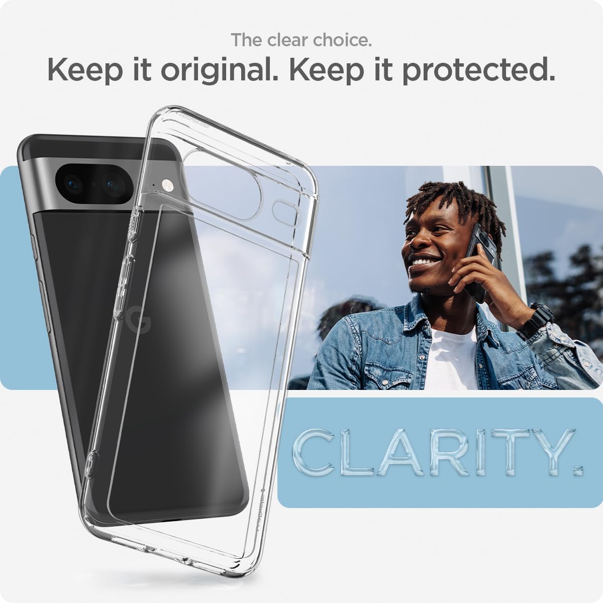 Spigen Ultra Hybrid Designed for Pixel 8 Case (2023) - Crystal Clear