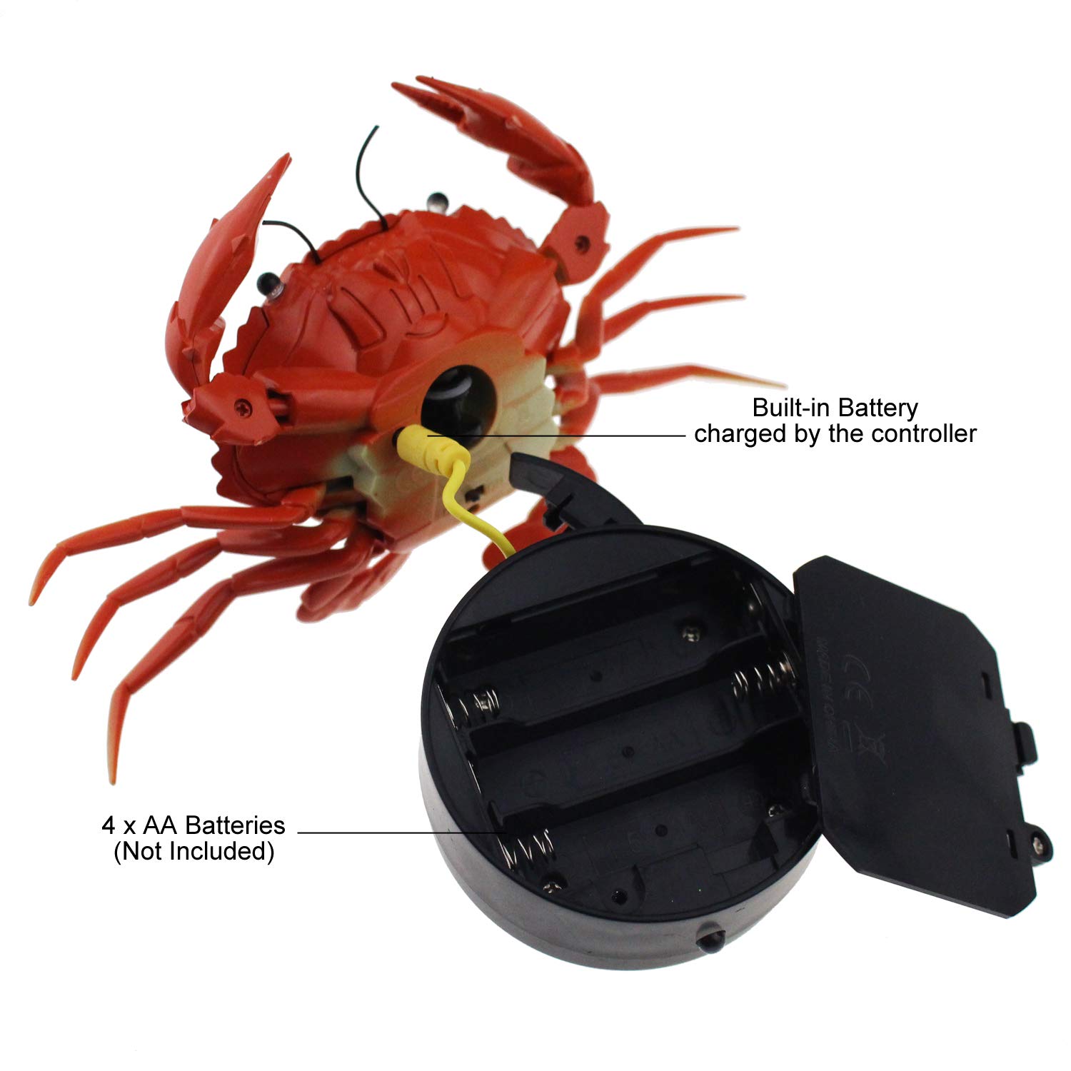 Tipmant RC Crab Animal Toy Remote Control Car Vehicle Electronic Fake Insect for Kids Birthday Gift Christmas Halloween (Red)