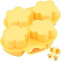 2Pcs Microwave Egg Poacher 2-Cavity Microwave Egg Cooker Food Grade Plastic Microwave Egg Maker Flower ＆ Heart Shaped Egg Poacher for Low-Calorie Breakfasts