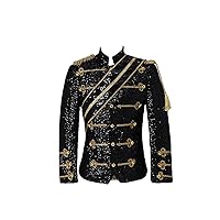 Mens Black Sequin Steampunk Blazer Jacket Stand Collar Tassel Design Blazers Men Nightclub Party Prom Costumes