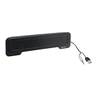 Syba USB Powered 3.5mm Audio Laptop Speaker CL-SPK20138 Clip-On Soundbar - Portable Compact Travel Stereo Speaker Bar Design Uses USB for Power 3.5mm Jack for Audio Black.