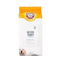 Arm & Hammer for Pets Gentle Puppy Bath Wipes, Coconut Water | All Purpose Puppy Cleaning Wipes Remove Odor & Refresh Skin for Pets | Gentle Tearless, 100 Count Pack of Pet Wipes
