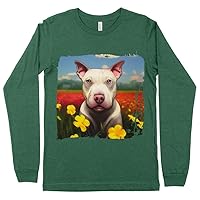 Cool Pitbull Long Sleeve T-Shirt - Dog T-Shirt - Print Long Sleeve Tee Shirt