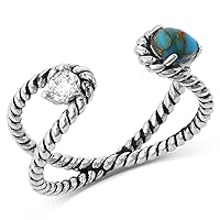 Montana Silversmiths Women's Stars And Sky Crystal Turquoise Open Ring Silver One Size