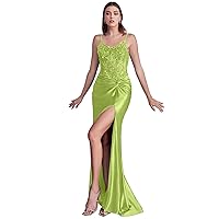 Women's Mermaid Slits Formal Dress for Women Lace Applique Evening Party Dress