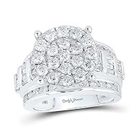 The Diamond Deal 10kt White Gold Round Diamond Cluster Bridal Wedding Engagement Ring 3 Cttw