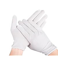 12 Pairs White Cotton Gloves Dry Hands,Soft Stretchy Working Gloves,for coins, Jewelry,Silver, Inspection Gloves