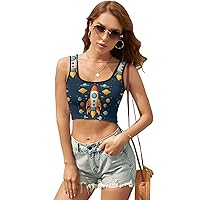 Womens Square Neck Tank Tops Dog Pattern Workout Tops Cropped Summer Sleeveless Shirts