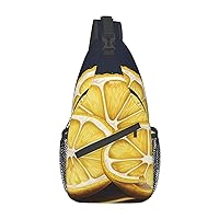 Sling Backpack Bag Lemon Slices Print Crossbody Chest Bag Adjustable Shoulder Bag Travel Hiking Daypack Unisex