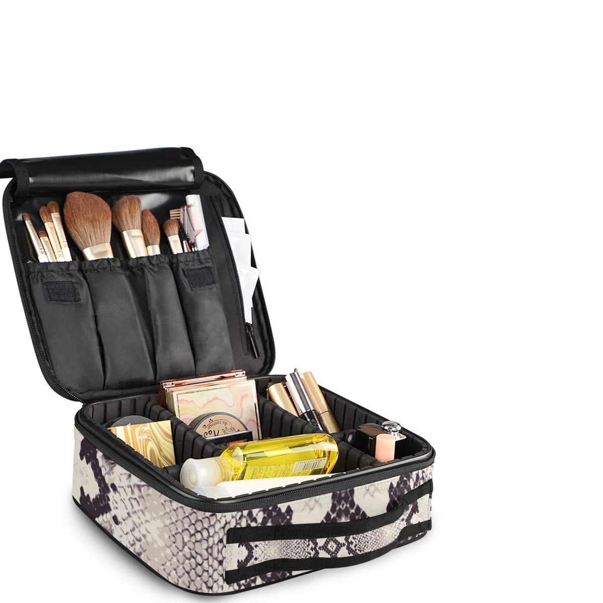 ALAZA Travel Makeup Case, Snake Skin Grunge Cosmetic toiletry Travel bag for Women Girls