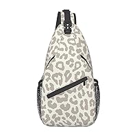 Sling Backpack,Travel Hiking Daypack Brown Pattern Leopard Print Rope Crossbody Shoulder Bag