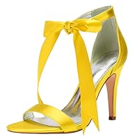 Womens Lace Up Sexy Heels Open Toe Bride Party Job Dress Shoes High Heels Satin Strappy Wedding Sandals