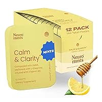 NeuroGum Calm & Clarity Mints (144 Pieces) - Sugar Free with L-theanine + GABA + Vitamin D3 - Nootropic Brain Supplements for Memory - Enhances Calm, Stress Relief for Men & Women - Honey Lemon