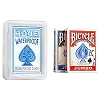 Hoyle Waterproof Playing Cards, Clear, 1 Deck & Bicycle Playing Cards, Jumbo Index, 2 Pack