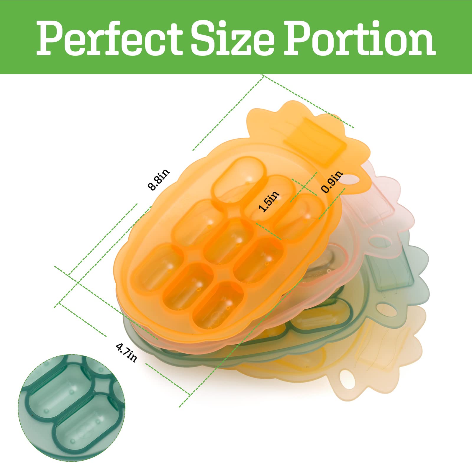 haakaa Silicone Nibble Tray - Breastmilk Teething Popsicle Mold - Baby Forage Feeder Fresh Food Freezer Ice Cube Tray - Baby Self Feeding Divided Plate - 4m+ Baby Toddler Kid - Tangerine